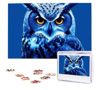 Puzzle da 1000 pezzi Puzzle personalizzato per adulti Gufo blu Puzzle personalizzato da foto Puzzle in legno classico per regali di compleanno di nozze in famiglia