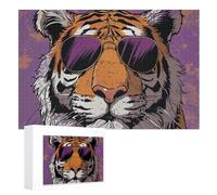 Puzzle da 1000 pezzi Puzzle personalizzato per adulti Tigre che indossa occhiali da sole Puzzle con immagini Puzzle personalizzati da foto Puzzle in legno classico per famiglia, matrimonio, compleanno