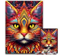 Puzzle da 1000 pezzi, puzzle psichedelici a forma di gatto per adulti, relax e sfida, decorazioni per la casa colorate, amici, 26X38CM/10,23x14,96 pollici.