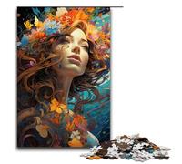 Puzzle da 1000 pezzi puzzle psichedelici colorati con donna e fiore per adulti gioco educativo in legno 75x50 cm