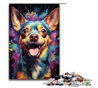 Puzzle da 1000 pezzi puzzle psichedelico con cane Chihuahua per adulti gioco educativo in legno 75x50 cm
