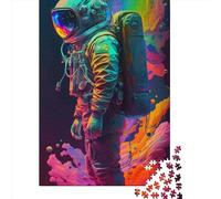Puzzle da 1000 pezzi, puzzle quadrati creativi con astronauti colorati per adulti e puzzle in legno, gioco impegnativo, 1000 pezzi (75x50 cm)