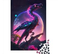 Puzzle da 1000 pezzi, puzzle quadrato con dinosauri e favole al neon, per adulti e bambini, gioco di puzzle di carta, 38x26 cm/1000 pezzi