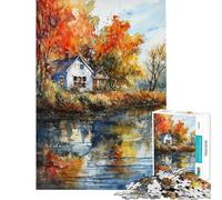 Puzzle da 1000 pezzi Puzzle rustico autunnale per adulti antistress stimolante per l'analisi e la logica ideale come regalo per tutta la famiglia (dimensioni 50x75cm)