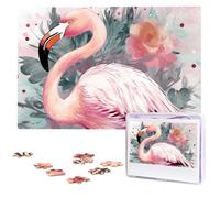 Puzzle da 1000 pezzi, puzzle vintage bohémien con fenicotteri floreali per adulti impegnativi puzzle con immagine personalizzata puzzle in legno 75 x 50 cm