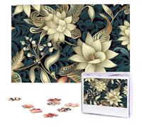Puzzle da 1000 pezzi, puzzle vintage con foglie floreali per adulti impegnativo puzzle con immagine personalizzata puzzle in legno 75 x 50 cm