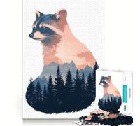 Puzzle da 1000 pezzi "Raccoon Mountain Sunset" per ragazzi, gioco di logica, ideale per momenti di relax, con taglio preciso e pezzi da collezione (38x26cm)