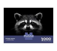 Puzzle Da 1000 Pezzi Raccoon Portrait on Black Background Puzzle Per Adulti Gioco Pratico Per Divertimento in Famiglia Regali Unici Per Compleanno E Natale 38x26cm/1000pcs