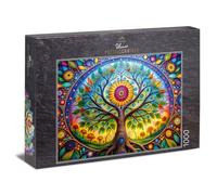 Puzzle da 1000 pezzi "Radici della Luce" - Composizione albero della vita circolare con simbolismo delle stagioni - Arte naturale armonica Mandala - Qualità Puzzle Made in Germany