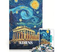 Puzzle da 1000 pezzi raffigurante Atene, Grecia, Notte stellata Un gioco antistress, divertente e umoristico, perfetto per decorare la scrivania 38x26cm