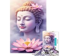Puzzle da 1000 pezzi raffigurante Buddha con fiori di loto gioco interattivo ed educativo ideale come regalo per il Secret Santa o come decorazione (dimensioni 38x52cm)