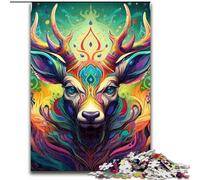 Puzzle da 1000 pezzi raffigurante cervi, arte psichedelica, puzzle impossibili per adulti, divertimento per la serata di gioco in famiglia, opera d'arte decorativa fai da te, dimensioni: 38x26cm