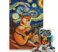 Puzzle da 1000 pezzi raffigurante Doge il chitarrista in stile Notte stellata, gioco impossibile, attività divertenti da fare a casa, collezione d'artista, belle arti 38x26cm