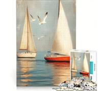 Puzzle da 1000 pezzi raffigurante due barche a vela sull'acqua decorazione da parete impegnativo da completare ideale per rafforzare l'amore tra le coppie 50x75cm