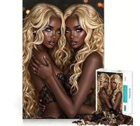 Puzzle da 1000 pezzi raffigurante due bionde gemelle in lingerie di pizzo,decorazione perfetta,regalo rompicapo,gioco di pace,opera d'arte natalizia 50x75cm