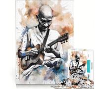 Puzzle da 1000 pezzi raffigurante Gandhi che suona l'ukulele, ideale per adolescenti Giochi per famiglie, attività divertenti da fare in casa, collezione d'artista, belle arti 38x52cm