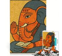 Puzzle da 1000 pezzi raffigurante Ganesha che legge un libro, un gioco pratico, un'attività interattiva per genitori e figli, un pezzo da collezione per artisti e un'opera d'arte 50x75cm