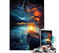 Puzzle da 1000 pezzi raffigurante Gesù con una candela Aiuta a stimolare la mente riduce lo stress ed è un gioco pratico adatto a persone dai 14 anni in su (38x26cm)