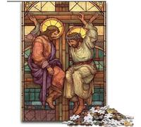 Puzzle da 1000 pezzi raffigurante Gesù in vetro colorato, difficili da completare ma divertenti e spiritosi, ideali come regalo di compleanno, regali, decorazioni murali (26x38cm)