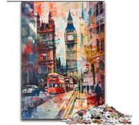 Puzzle da 1000 pezzi raffigurante il Big Ben di Londra, ad acquerello, per adulti e ragazzi, perfetto per le serate di gioco, giocattolo colorato da regalare a casa (50x75cm)