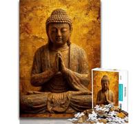 Puzzle da 1000 pezzi raffigurante il Buddha d'oro per adolescenti, difficile da completare ma divertente e spiritoso, regalo di compleanno, regali, decorazione murale 38x26cm