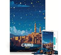 Puzzle da 1000 pezzi raffigurante Il Cairo,Egitto di notte Pezzi ben definiti Gioco cognitivo per stimolare la creatività,ideale per momenti di relax e divertimento Decorazione natalizia (38x52cm)