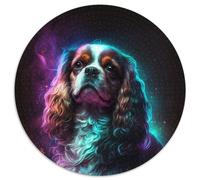 Puzzle da 1000 pezzi raffigurante il cane King Charles Spaniel Puzzle rotondi da 1000 pezzi per adulti, ideale per decorare la casa, allenare la mente e come regalo per le feste (67,5x67,5cm)