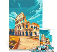 Puzzle da 1000 pezzi raffigurante il Colosseo e Roma, arte digitale, gioco rompicapo, allena la mente e la manualità, ideale come decorazione da scrivania 38x52cm