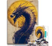 Puzzle da 1000 pezzi raffigurante il drago cinese dorato, per adolescenti, gioco stimolante e per famiglie, con pezzi completamente interconnessi e di forma casuale, 38x26cm