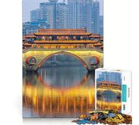 Puzzle da 1000 pezzi raffigurante il fiume Chengdu,in Cina,e la zona BGioco divertente che stimola la riflessione,ideale per momenti di svago e per decorare la casa durante il periodo natalizio