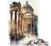 Puzzle da 1000 pezzi raffigurante il Foro Romano, in stile acquerello, per adulti e adolescenti, puzzle di carta, gioco educativo, sfida, giocattolo, regali di compleanno, 1000 pezzi (75x50 cm)