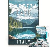 Puzzle da 1000 pezzi raffigurante il Lago di Carezza in Italia, gioco impossibile, taglio di precisione, con pezzi di forma casuale completamente ad incastro 38x52cm