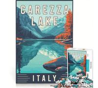Puzzle da 1000 pezzi raffigurante il Lago di Carezza in Italia, gioco impossibile, taglio di precisione, con pezzi di forma casuale completamente ad incastro 50x75cm