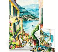 Puzzle da 1000 pezzi raffigurante il Lago di Como e una strada italiana Gioco di precisione,attività cerebrale,divertimento per il tempo libero,regalo di compleanno (50x75cm)