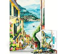 Puzzle da 1000 pezzi raffigurante il Lago di Como,una strada italiana,con incastri perfetti Gioco creativo per il tempo libero e l'esposizione natalizia (38x52cm)