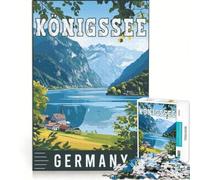 Puzzle da 1000 pezzi raffigurante il lago Königssee in Germania, gioco impossibile, taglio di precisione, con pezzi di forma casuale completamente ad incastro 38x26cm