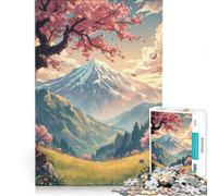 Puzzle da 1000 pezzi raffigurante il Monte Fuji con i ciliegi in fiore un gioco rilassante un'attività intellettuale distensiva una collezione d'artista un'opera d'arte 38x26cm