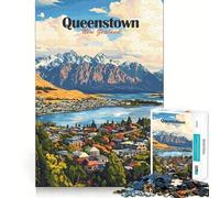Puzzle da 1000 pezzi raffigurante il paesaggio di Queenstown,Nuova Zelanda Un'opera d'arte precisa e divertente per allenare la mente e creare un'atmosfera rilassante Un pezzo natalizio (50x75cm)