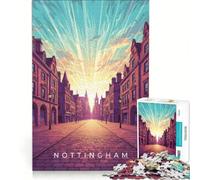 Puzzle da 1000 pezzi raffigurante il paesaggio urbano di Nottingham con un cielo radioso un gioco rompicapo che stimola la mente e rilassa ideale come regalo per tutta la famiglia 38x52cm