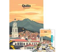 Puzzle da 1000 pezzi raffigurante il paesaggio urbano di Quito Ecuador un poster di viaggio con un'immagine artistica Gioco educativo stimolante ideale come sfida o regalo di compleanno (38x26cm)