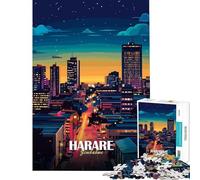 Puzzle da 1000 pezzi raffigurante il panorama notturno di Harare Zimbabwe Gioco educativo e rompicapo perfetto come regalo decorativo per uomini e donne (dimensioni 50x75cm)