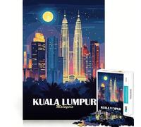 Puzzle da 1000 pezzi raffigurante il panorama notturno di Kuala Lumpur,con intagli precisi Gioco cognitivo divertente per il tempo libero e immagini a tema natalizio (50x75cm)