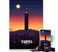 Puzzle da 1000 pezzi raffigurante il panorama urbano di Taipei Taiwan al tramonto Incastro perfetto Gioco stimolante ideale per momenti di relax e per decorare le pareti durante il periodo