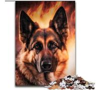 Puzzle da 1000 pezzi raffigurante il pastore tedesco in fiamme. Puzzle impegnativo, dimensioni 50x75cm. Perfetto per Halloween, Natale, regalo di compleanno.