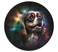 Puzzle da 1000 pezzi raffigurante il Re Carlo Spaniel, puzzle rotondo da 1000 pezzi, attività divertenti da fare a casa, regalo di compleanno, regali da viaggio, 67,5x67,5 cm.