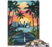 Puzzle da 1000 pezzi raffigurante il tramonto sulla città di Singapore, regalo per adulti, aiuta il cervello ad allenarsi, giocattoli avvincenti per coltivare la pazienza, adatti alle coppie (38x26cm)