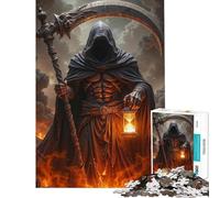 Puzzle da 1000 pezzi raffigurante il Tristo Mietitore con falce e clessidra Divertimento assicurato per le attività domestiche Taglio di precisione Giocattolo antistress adatto a persone dai 14 anni