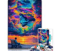 Puzzle da 1000 pezzi raffigurante il volto umano e le nuvole colorate, per adolescenti, difficile da completare ma divertente e umoristico gioco educativo per il compleanno (50x75cm)