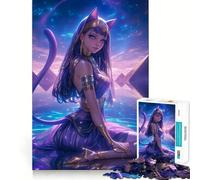 Puzzle da 1000 pezzi raffigurante la dea celeste Bastet,con taglio preciso,un puzzle logico per il tempo libero e il divertimento,perfetto per decorare la parete durante il Natale (38x52cm)