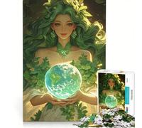 Puzzle da 1000 pezzi raffigurante la Dea della Terra che regge il globo, gioco educativo, attività divertenti da fare a casa, regalo di compleanno 50x75cm